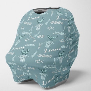Gepersonaliseerde autostoel luifel, rekbare Viking autostoelhoes, gepersonaliseerde autostoel 4 in 1 hoes, jongen autostoel luifel, NordicNursing Cover