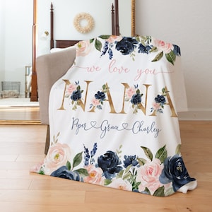 Mothers Day Blanket, Personalized Mother&#39;s Day Gift, Grandmother Gift From Family,  Personalized Family Blanket, Christmas Gift from kids