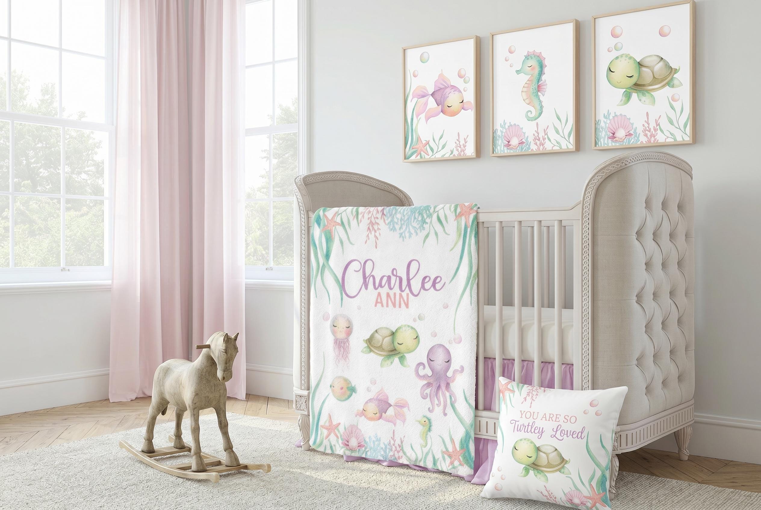 Ocean Crib Bedding Set -baby Girl Under the Sea Nursery Bedding - Sea