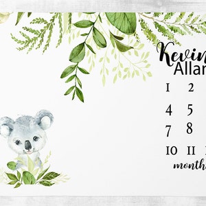 Baby Milestone Blanket, Koala Milestone Blanket, Personalized Baby Boy or Girl Blanket, Baby Blanket, Koala Bear Nursery, Aussie Theme