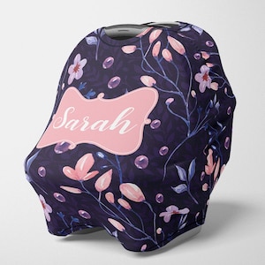 Gepersonaliseerde autostoelhoes, Girl Stretchy Car Seat Luifel, Gepersonaliseerde Floral Carseat 4 in 1 Cover, Girl Carseat Canopy, Nursing Cover