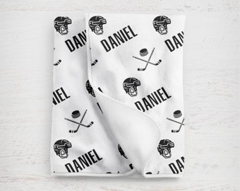 Personalized Baby Boy Blanket / Hockey Custom Baby Name Blanket / Sports Baby Boy Shower Gift / Boy Receiving blanket / Personalized swaddle