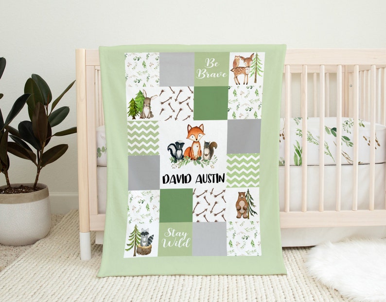 Personalized Crib Sheet With Woodland Animals Crib Sheet Etsy