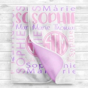 Personalized Baby Girl Blanket, Monogrammed Baby Name Blanket, Hospital Take home Blanket, Baby Shower Gift, Newborn Photo Prop, Swaddle