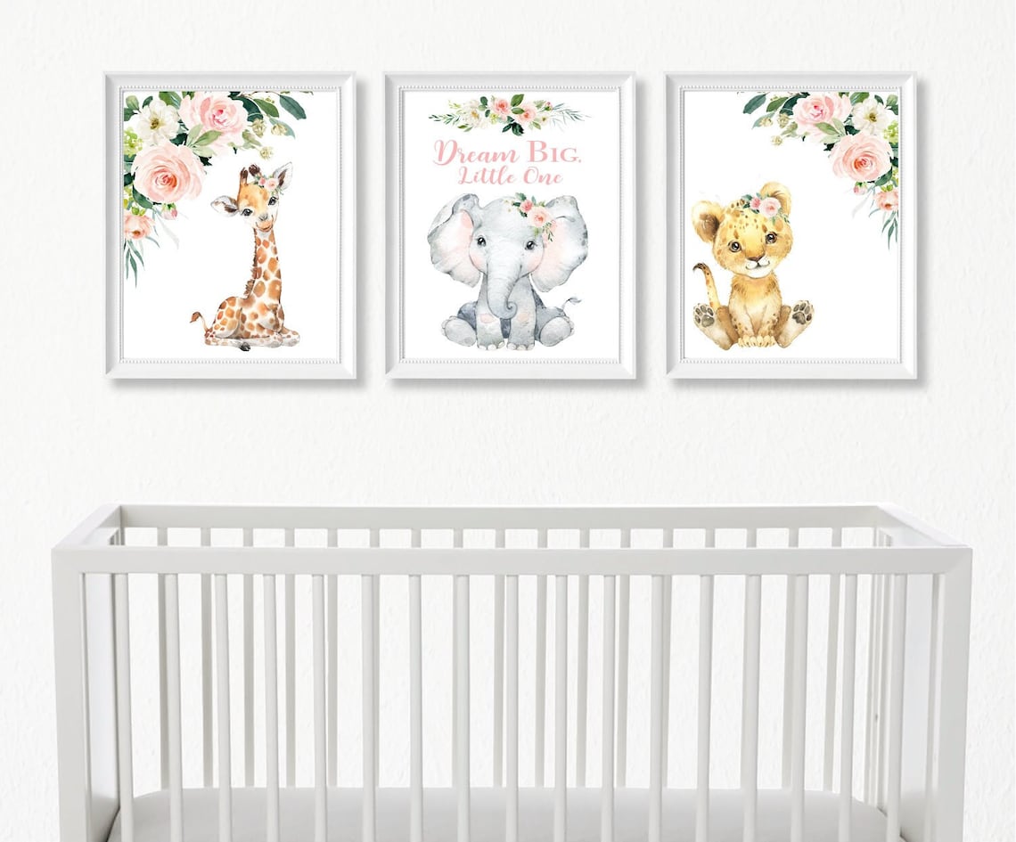 Baby Girl Safari Crib Bedding Set personalized Baby Girl Etsy