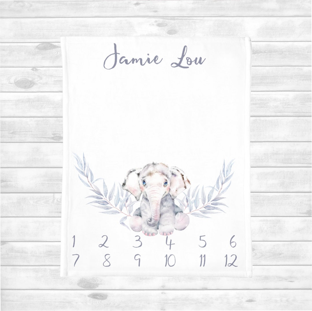 Elephant Baby Milestone Blanketbaby Boy Gender Neutral Etsy