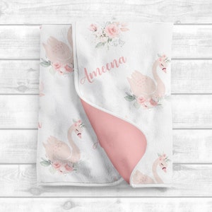 Personalized Baby Girl Blanket - Pink Floral Baby Blanket - Baby Name Blanket -Baby Shower Gift- Personalized Baby Gift -Custom Swaddle