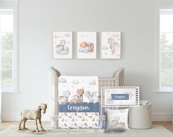 Dragon Crib Bedding Set -Personalized Baby Boy Dragon Blanket- Baby Boy Dragon Nursery Bedding - Magic Theme -115