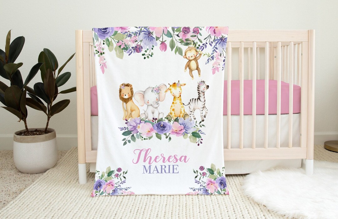 Personalized Baby Girl Blanket -baby Name Blanket Lavender
