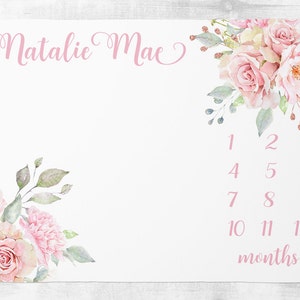 Baby Girl Milestone Deken, Gepersonaliseerde Baby Maand Deken, Baby Growth Tracker Deken, Gepersonaliseerde Baby Shower Gift, Nieuwe Moeder Cadeau