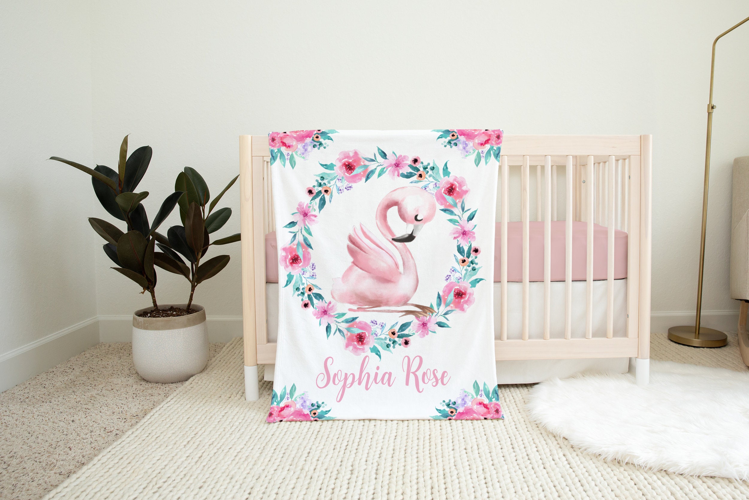 Personalized Baby Blanket With Flamingo flamingo Baby Blanket Baby Name Blanket baby Shower Gift Personalized Baby Gift Baby Keepsake Etsy Canada