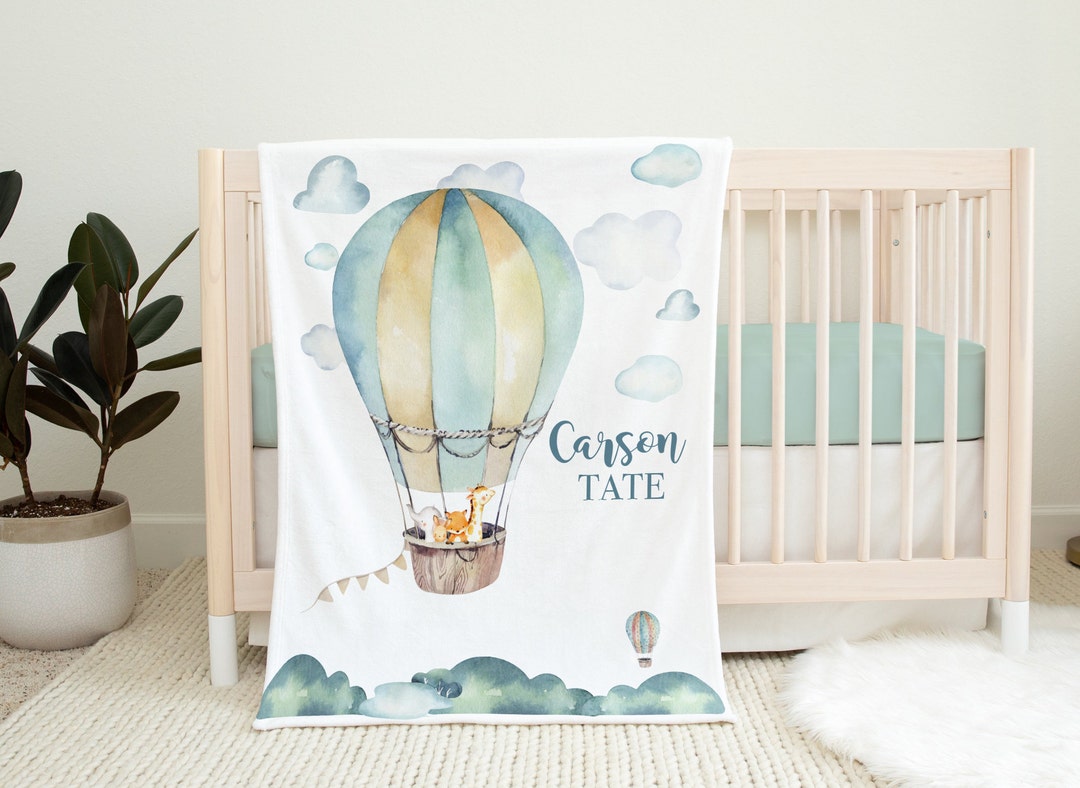 Hot Air Balloon Baby Blanket Personalized Baby Boy Blanket baby Name