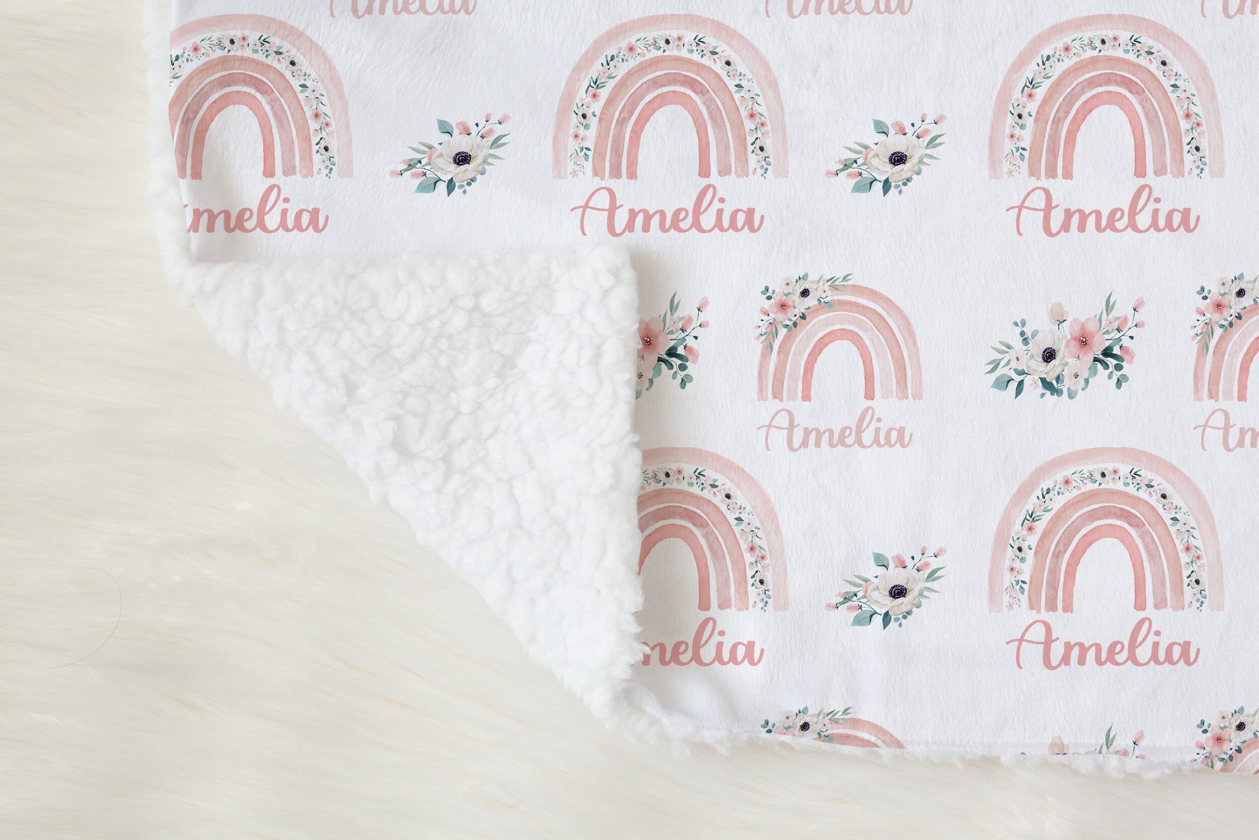 Floral Rainbow Baby Girl Blanket personalized Baby Girl Blanket Rainbow Baby Shower Gift Baby Name Announcement Hospital Outfit SW145 Etsy Canada