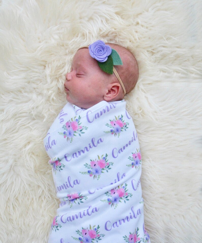 Personalized Baby Girl Blanket Floral Hospital Blanket Etsy