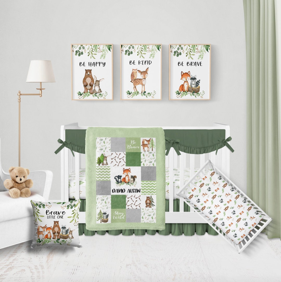 Woodland Unique Boy Crib Bedding Woodland Quilt Crib Bedding Set