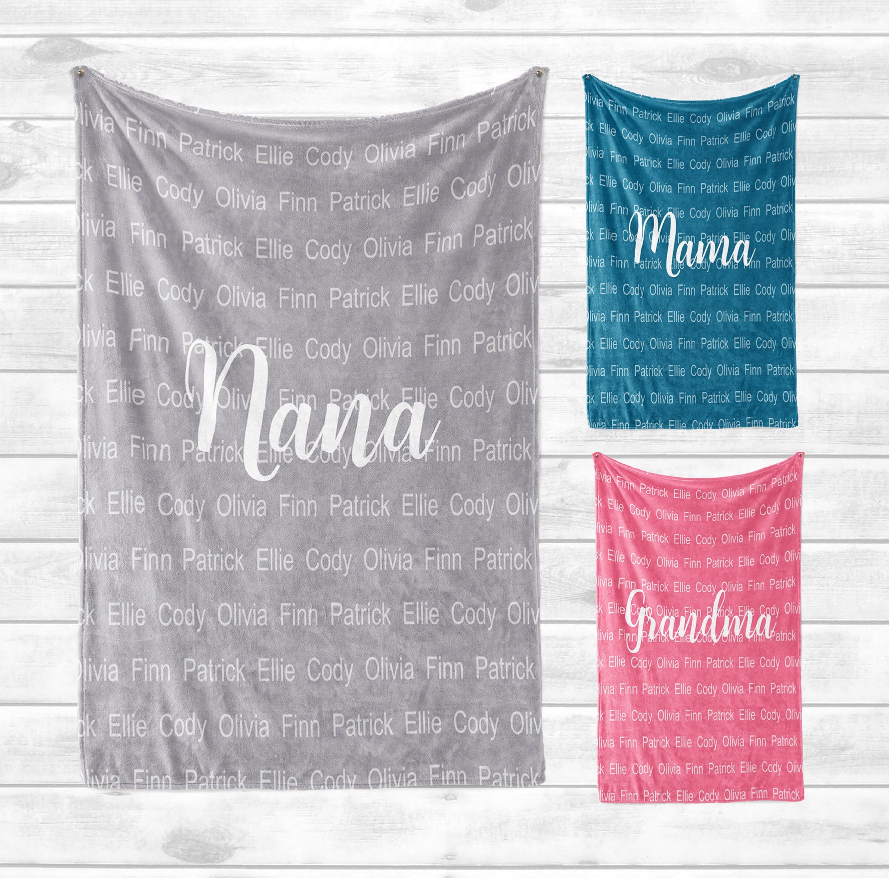 Personalisierte Mama Decke, personalisierte Familiendecke, personalisierte Oma Decke, personalisierte Decke für Oma, Individuelle Familiendecke