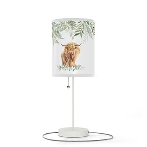 Highland Cow Lamp - Highland Cow Themed Nursery Decor - Farm Boy Bedroom - Country Farm Highland Nursery - Baby Shower Gift - A551