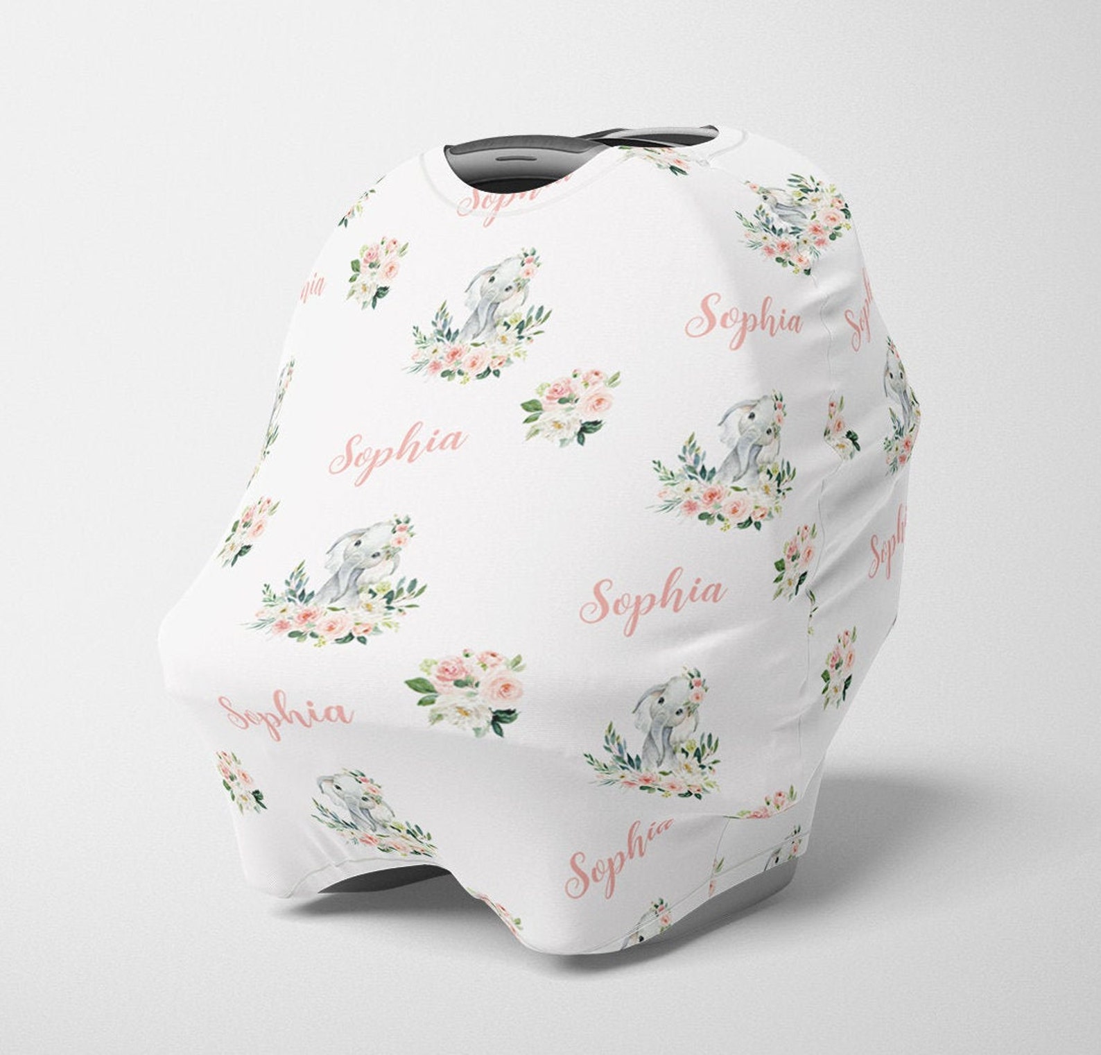 Personalized Car Seat Canopy Girl Stretchy Car Seat Cover Etsy