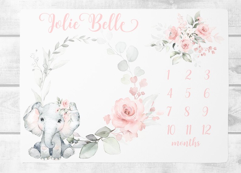 Baby Girl Elephant Nursery Wall Art Floral Animal Set of 3 Etsy