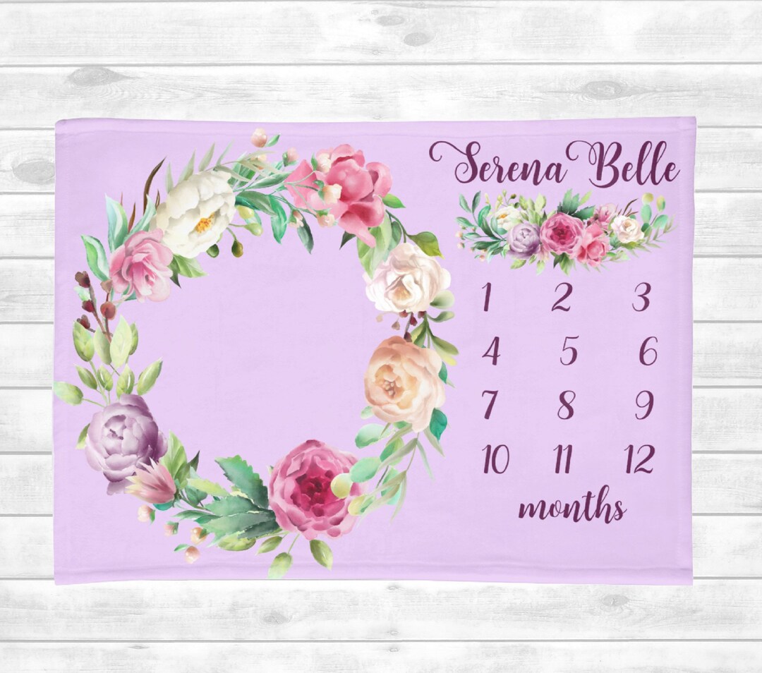 Girl Milestone Blanket Floral Girl Baby Month Blanket Baby Shower Gift