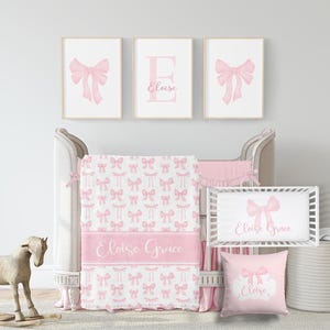 Personalized Pink Bow Blanket with Name, Personalized Baby Girl Blanket, Custom Toddler Girl Birthday Gift, Coquette Bow Shower gift SB587 image 8