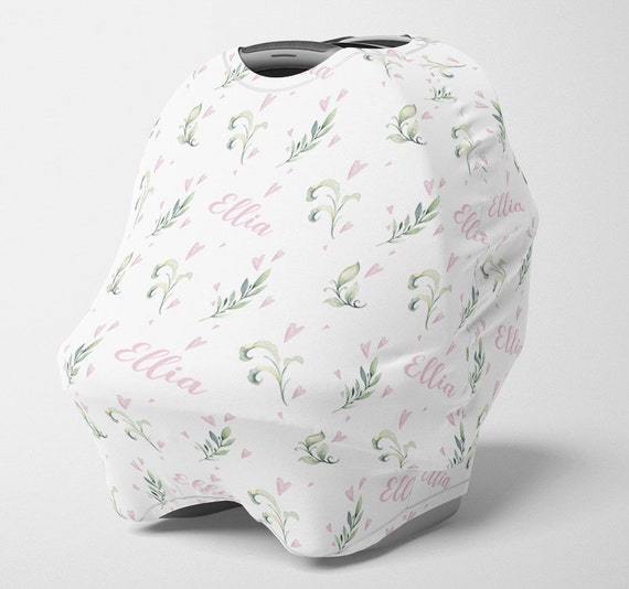 Personalized Car Seat Canopy Girl Stretchy Car Seat Cover Etsy