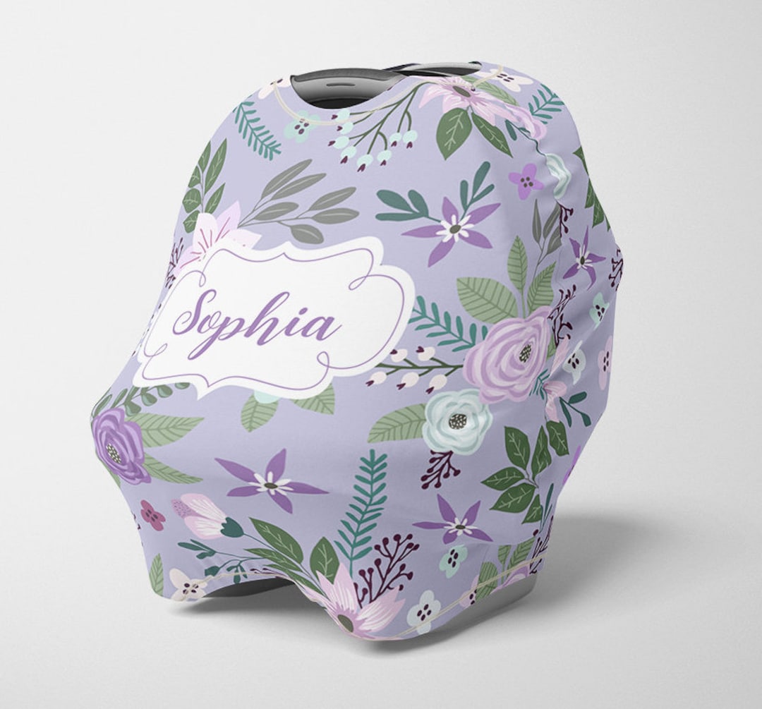 Personalized Car Seat Canopy, Girl Stretchy Car Seat Cover