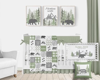 Zestaw pościeli do łóżeczka Bear, Zestaw pościeli do łóżeczka Baby Boy, Zestaw pościeli do łóżeczka Woodland, Pościel do pokoju dziecięcego Mountain Boy, Pościel do łóżeczka Forest 571