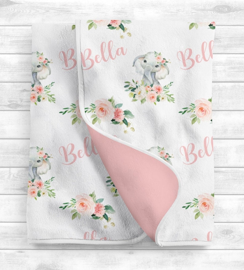 Personalized Baby Girl Blanket Pink Floral Baby Blanket Baby Name Blanket Baby Shower Gift Personalized Baby Gift Custom Swaddle image 5