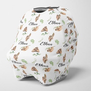 Toldo de asiento de coche perezoso, cubierta de asiento de coche perezoso personalizado, regalo de bebé perezoso personalizado -Regalo de ducha de bebé niño perezoso -Toldo de asiento de coche con nombre -A539