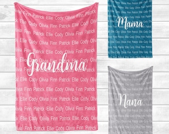 Personalized Family Blanket, Personalized Grandma Blanket, Personalized Mom Blanket, Personalized Blanket for Grandma, Custom Family Throw