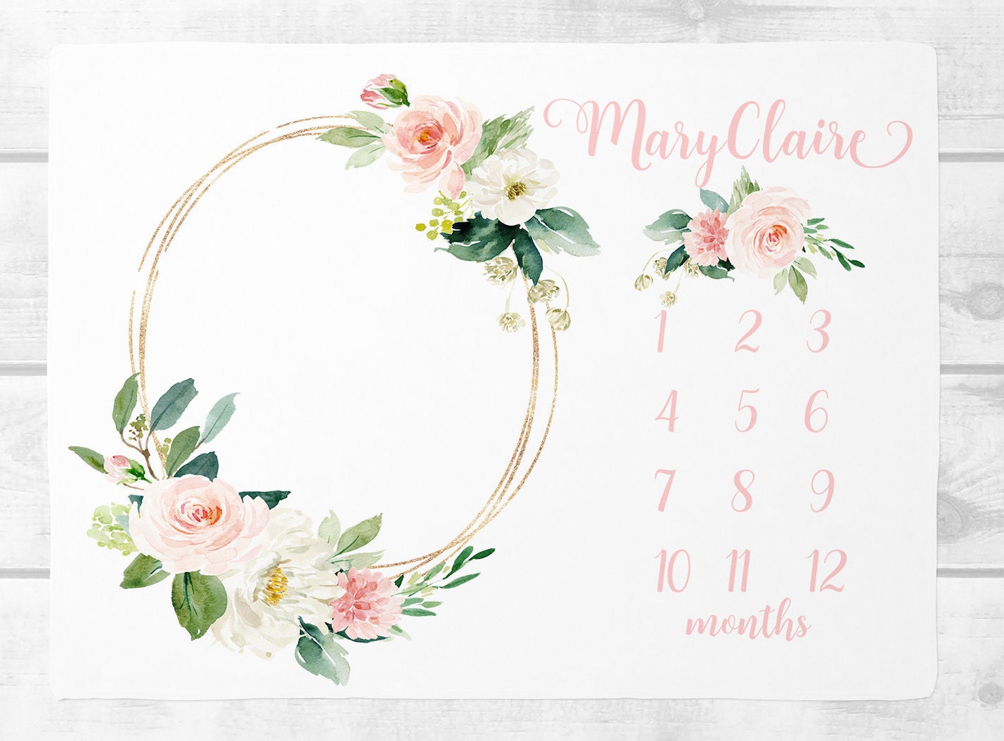 Baby maand mijlpaal deken, bloemen baby meisje mijlpaal deken, baby shower cadeau, track groei en leeftijd, nieuwe moeder baby shower cadeau blozen