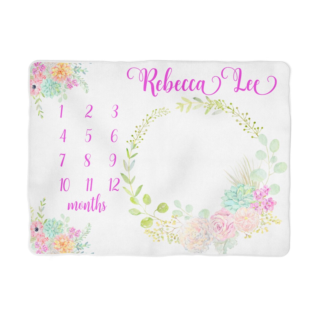 Baby Milestone Blanket, Girl Milestone Blanket, Baby Month Blanket