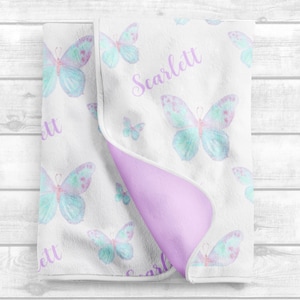 Personalized Baby Girl Blanket - Butterfly Baby Blanket Girl- Personalized Swaddle -Baby Girl Butterfly Nursery- -Baby Shower Gift