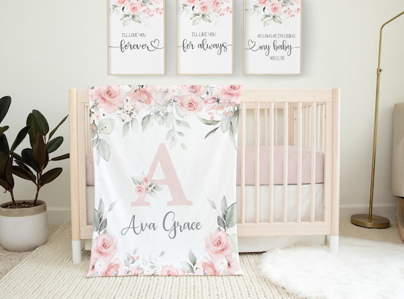 Personalized cot bumper set for girl blush