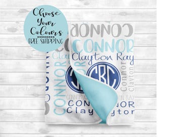 Couverture personnalisée pour bébé garçon, couverture avec nom de bébé à monogramme, couverture à emporter pour l'hôpital, cadeau de baby shower, accessoire photo nouveau-né, emmaillotage
