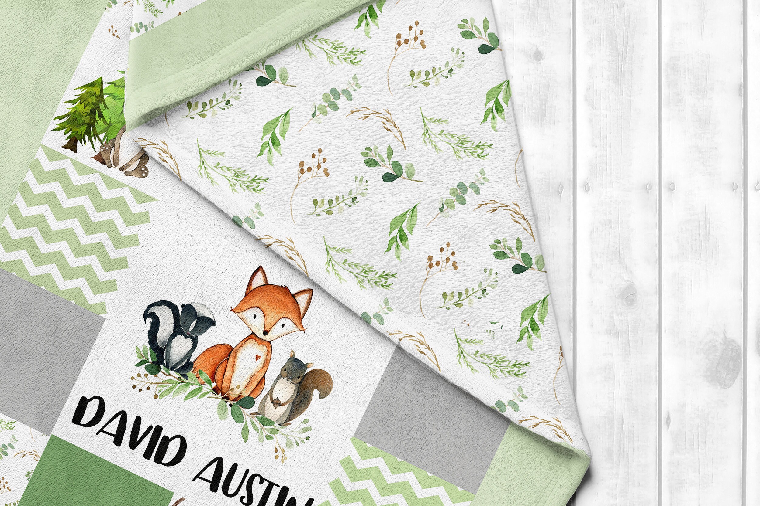 Woodland Baby Blanket Personalized Baby Boy Blanket Baby Etsy
