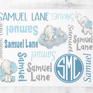 Personalized Baby Blanket Boy Monogram Baby Blanket Elephant Baby Blanket Baby Shower Gift Newborn Photo Prop Elephant Bedding
