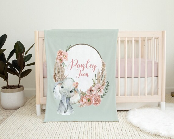 Personalized Baby Girl Blanket Boho Baby Blanket With Name Floral