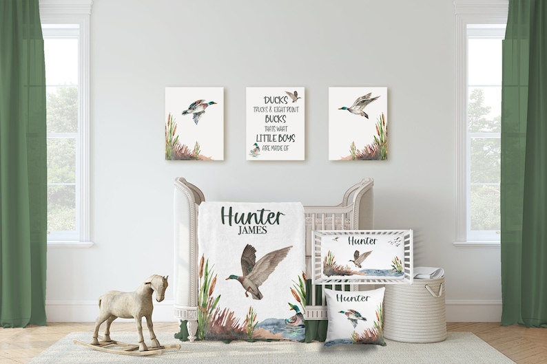 Mallard Duck Hunting Crib Bedding Set personalized Baby Boy Etsy