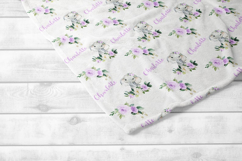 Personalized Baby Girl Blanket Lilac Rose Floral Baby Etsy