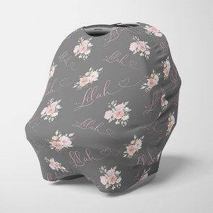 Gepersonaliseerde autostoel luifel, rekbare autostoelhoes, gepersonaliseerde bloemen autostoel 4 in 1 hoes, meisje autostoel luifel, aangepaste verpleeghoes