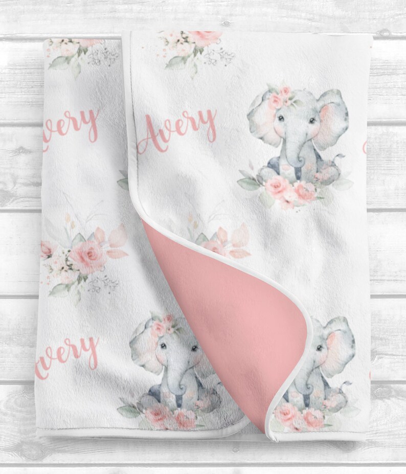Personalized Elephant Crib Sheet. Soft Pink Floral Nursery Etsy