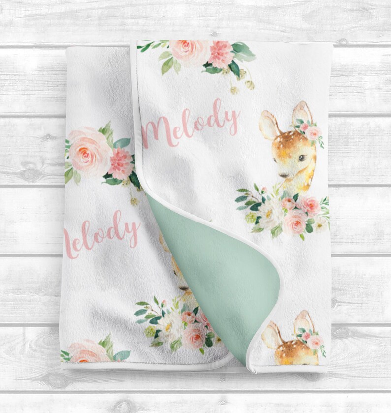 Personalized Baby Girl Blanket Pink Floral Baby Blanket Baby Name Blanket Baby Shower Gift Personalized Baby Gift Custom Swaddle image 2