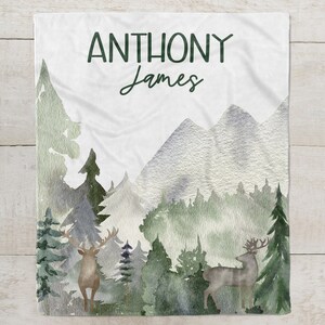 Personalized Woodland Forest Baby Milestone Blanket - Custom Name, Monthly Growth Tracker, Super Soft Flannel Fleece