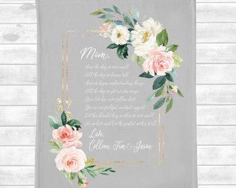 Manta personalizada para el Día de la Madre, Regalo para el Día de la Madre, Manta floral para la abuela, Regalo personalizado para mamá para regalo de Navidad para Nana