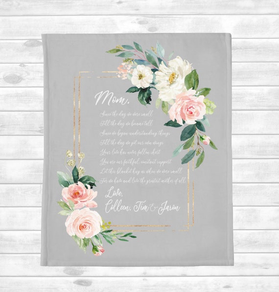 Personalized Mothers Day Blanket, Mother's Day Gift, Floral Blanket for Grandmother,  Personalized Mom Gift for Christmas Gift for Nana