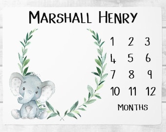 Safari Baby Milestone Blanket Month Blanket Growth Tracker Fleece Blanket Baby Shower Elephant Baby Newborn Gift Safari Animals Blanket