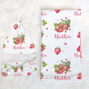SOFIJA - Mirella Swaddle Blanket & Hat - Raspberry main image 1