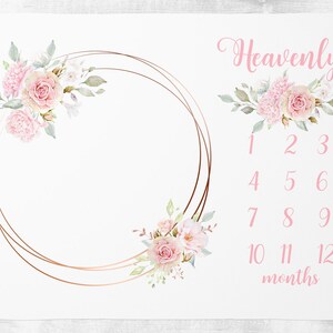 Baby Milestone Deken Meisje / Floral Baby Maandelijkse Groei Tracker / Gepersonaliseerde Baby Deken Meisje / Deken Aangepaste Inbakeren Ontvangstdeken